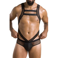 Мужское эротическое сетчатое боди Passion 045 VICTOR XXL/XXXL Black, экокожа, сетка