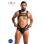 Чоловіче еротичне сітчасте боді Passion 045 VICTOR XXL/XXXL Black, екошкіра, сітка