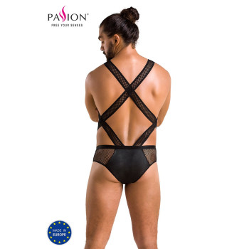 Чоловіче еротичне сітчасте боді Passion 045 VICTOR XXL/XXXL Black, екошкіра, сітка