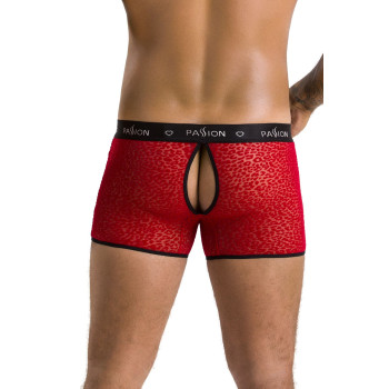 Чоловічі прозорі боксери Passion 046 SHORT PARKER XXL/XXXL Red, сітка, під леопард