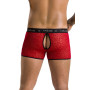 Чоловічі прозорі боксери Passion 046 SHORT PARKER XXL/XXXL Red, сітка, під леопард