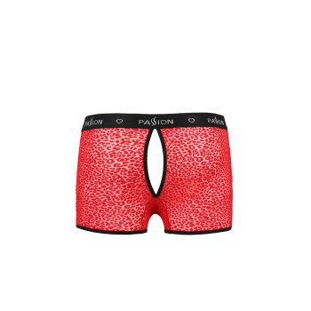 Чоловічі прозорі боксери Passion 046 SHORT PARKER XXL/XXXL Red, сітка, під леопард
