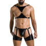 Комплект эротического мужского белья Passion 047 SET JOHN S/M Black, трусы, портупея
