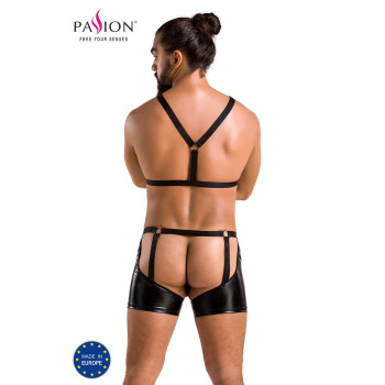 Комплект эротического мужского белья Passion 047 SET JOHN S/M Black, трусы, портупея