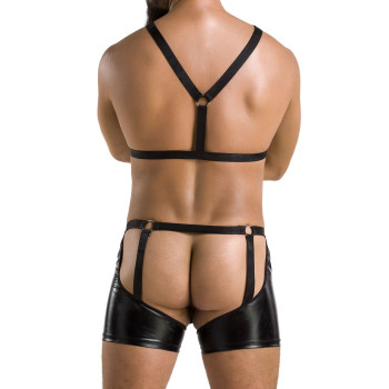 Комплект эротического мужского белья Passion 047 SET JOHN XXL/XXXL Black, трусы, портупея