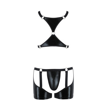 Комплект эротического мужского белья Passion 047 SET JOHN XXL/XXXL Black, трусы, портупея