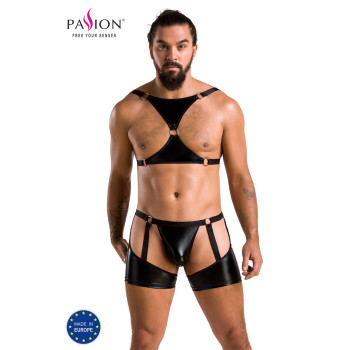 Комплект эротического мужского белья Passion 047 SET JOHN XXL/XXXL Black, трусы, портупея