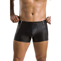Чоловічі шкіряні боксери з блискавками Passion 049 SHORT MATT L/XL Black