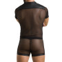 Комплект сетчатого мужского белья Passion 052 SET MICHAEL XXL/XXXL black, рубашка, боксеры, заклепки