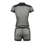 Комплект сетчатого мужского белья Passion 052 SET MICHAEL XXL/XXXL black, рубашка, боксеры, заклепки