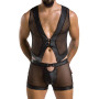 Комплект мужского белья на шнуровке Passion 053 SET WILLIAM S/M Black, жилет, боксеры