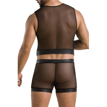Комплект мужского белья на шнуровке Passion 053 SET WILLIAM S/M Black, жилет, боксеры
