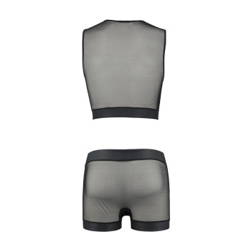 Комплект мужского белья на шнуровке Passion 053 SET WILLIAM XXL/XXXL Black, жилет, боксеры