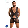 Комплект мужского белья на шнуровке Passion 053 SET WILLIAM XXL/XXXL Black, жилет, боксеры