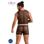 Комплект мужского белья на шнуровке Passion 053 SET WILLIAM XXL/XXXL Black, жилет, боксеры
