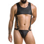 Мужское кожаное боди Passion 056 ADAM L/XL Black, заклепки