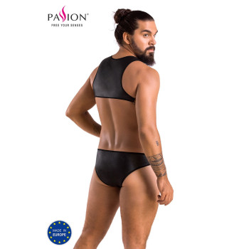 Мужское кожаное боди Passion 056 ADAM L/XL Black, заклепки