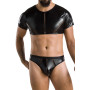 Комплект мужского белья под латекс Passion 057 SET PETER L/XL Black, кроп-топ, стринги