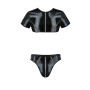 Комплект мужского белья под латекс Passion 057 SET PETER L/XL Black, кроп-топ, стринги