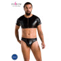 Комплект мужского белья под латекс Passion 057 SET PETER L/XL Black, кроп-топ, стринги