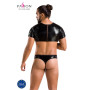 Комплект мужского белья под латекс Passion 057 SET PETER L/XL Black, кроп-топ, стринги
