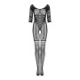 Сетчатый бодистокинг с имитацией подвязок Obsessive Bodystocking G329 S/M/L, black, с доступом