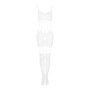 Сетчатый бодистокинг с имитацией топа и шорт Obsessive Bodystocking G330 S/M/L, white, с доступом