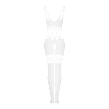 Сетчатый бодистокинг с имитацией топа и шорт Obsessive Bodystocking G330 S/M/L, white, с доступом