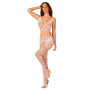 Сетчатый бодистокинг с имитацией топа и шорт Obsessive Bodystocking G330 S/M/L, white, с доступом