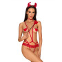 Эротический костюм чертика из стреп Obsessive Evilia teddy red L/XL