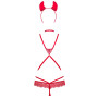 Эротический костюм чертика из стреп Obsessive Evilia teddy red L/XL