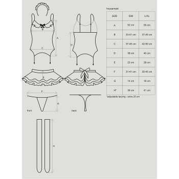 Еротичний костюм покоївки зі спідницею Obsessive Housemaid 5 pcs costume S/M, black, топ, спідниця, стринги, пов'язка на голову, п