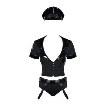 Еротичний костюм поліцейського Obsessive Police set S/M, black, топ, шорти, кепка, пояс, портупея