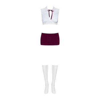 Еротичний костюм студентки Obsessive Student 4 pcs costume S/M, топ, спідниця, стринги, гольфи