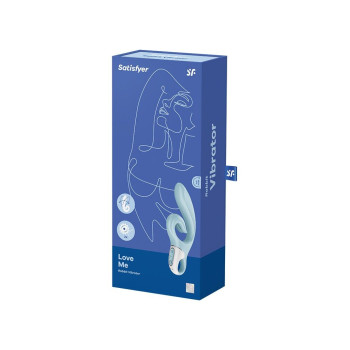 Вибратор-кролик Satisfyer Love Me Blue, гибкий, отросток с тройным кончиком