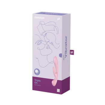 Двусторонний вибратор-кролик Satisfyer Triple Oh Pink, 3 мотора, рукоятка-массажер