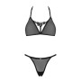Напівпрозорий комплект Obsessive Celia Noir 2-pcs set XS/S, бюстгальтер, стрінги