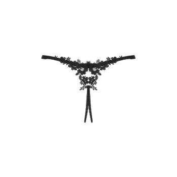 Прозорі стрінги з доступом Obsessive Celia Noir crotchless thong XL/2XL
