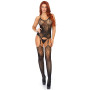 Эротический бодистокинг Leg Avenue Jacquard net Black, имитация чулок, открытый доступ, one size