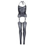 Эротический бодистокинг Leg Avenue Jacquard net Black, имитация чулок, открытый доступ, one size