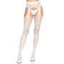 Ажурные колготки с сердечками Leg Avenue Heart White, one size, имитация чулок