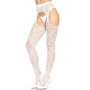 Ажурные колготки с сердечками Leg Avenue Heart White, one size, имитация чулок
