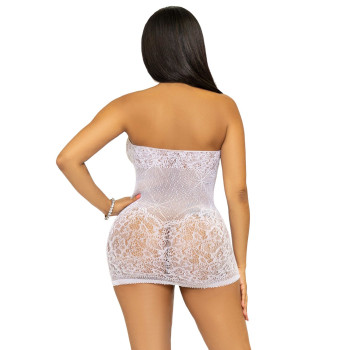 Платье-сетка со стразами Leg Avenue Rhinestone halter mini dress White, открытая спина, one size