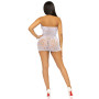 Платье-сетка со стразами Leg Avenue Rhinestone halter mini dress White, открытая спина, one size