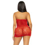 Платье-сетка со стразами Leg Avenue Rhinestone halter mini dress Red, открытая спина, one size