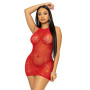 Платье-сетка со стразами Leg Avenue Rhinestone halter mini dress Red, открытая спина, one size