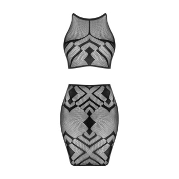 Еротичний напівпрозорий комплект Obsessive K101 top & skirt S/M/L, топ, спідниця