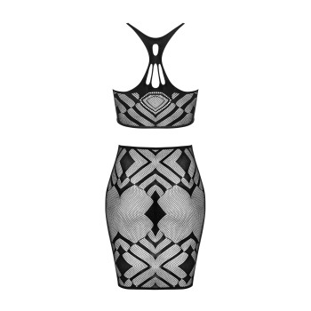 Еротичний напівпрозорий комплект Obsessive K101 top & skirt S/M/L, топ, спідниця
