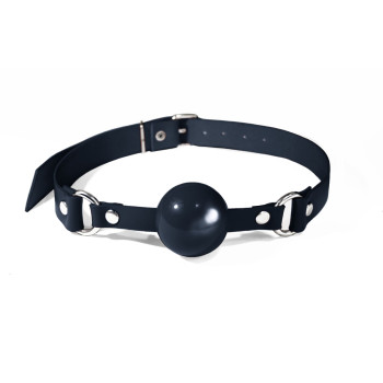 Кляп силиконовый Feral Feelings Silicon Ball Gag Black/Black, черный ремень, черный шарик