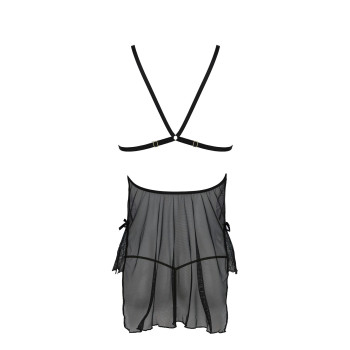 Сорочка Passion DELIENA CHEMISE XXL/XXXL black, стрінги із заниженою талією